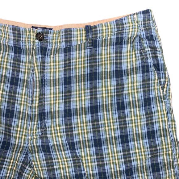 IZOD Jeans Mens Cotton Shorts Plaid Blue Green Summer Beach Golf Size 40 - Picture 2 of 6